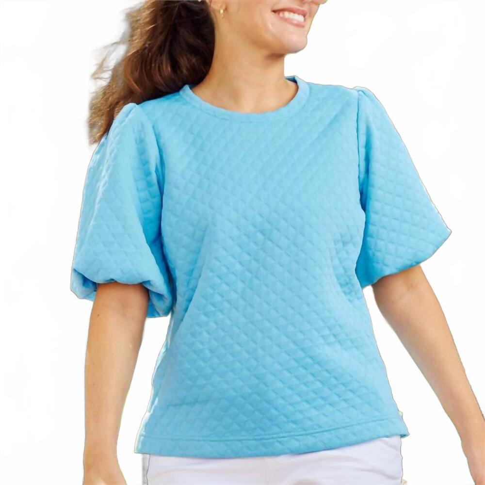 NEW MARY SQUARE jamie bubble sleeves top in light blue